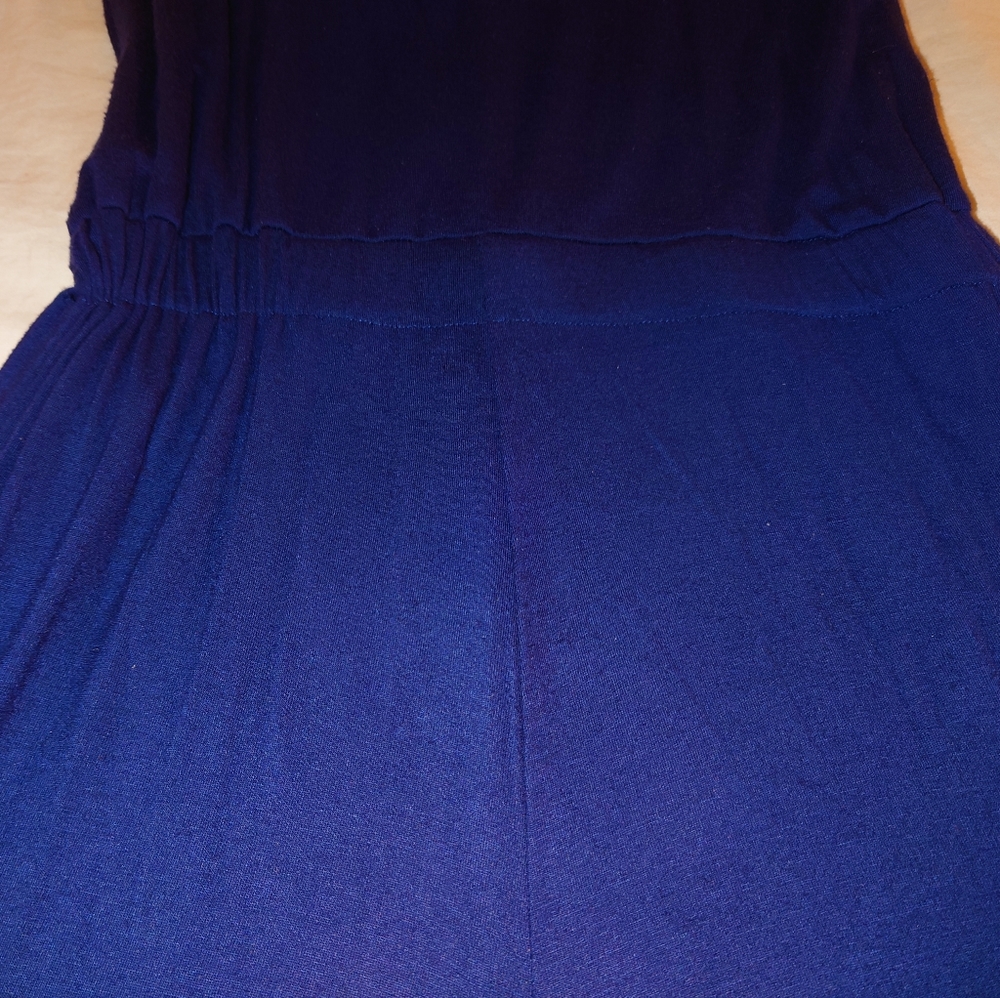 NWT Navy Blue NELL COUTURE Soft Jersey Knit Drawstring Racerback Jumpsuit  XS 2 - Picture 14 of 14